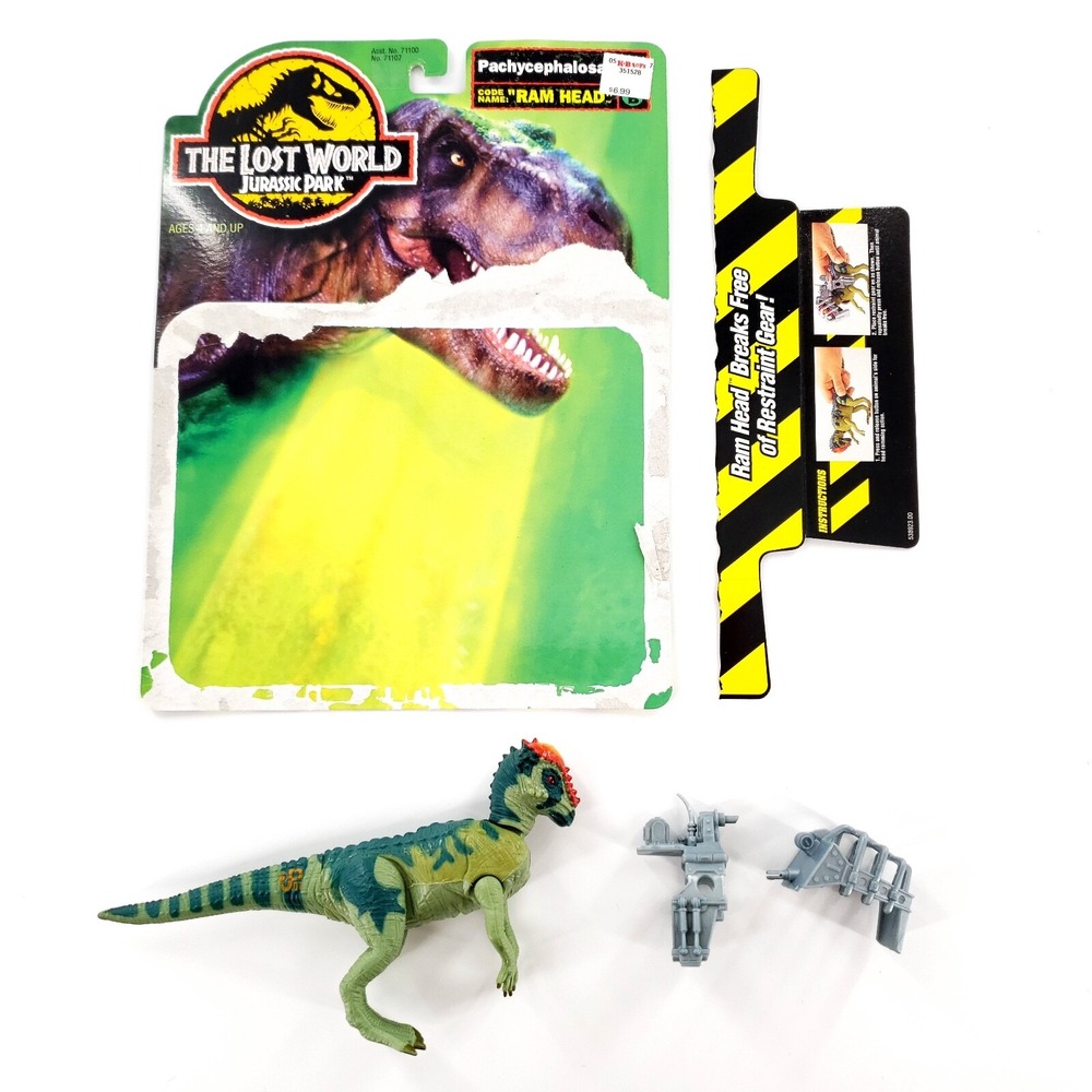 Vtg Jurassic Park Lost World Ram Head Pachycephalosaurus w/ Restraints Complete
